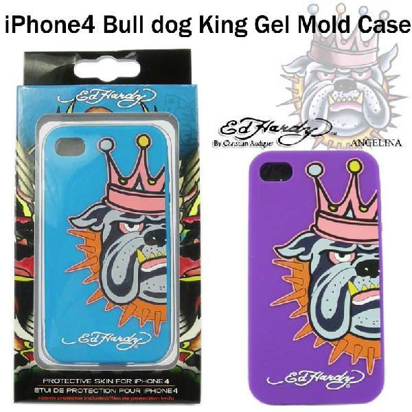 �G�h�n�[�f�B�[�@�u���h�b�O�@�L���O�@iPhone4��p�@�J�o�[�@�iEd Hardy iPhone4 Bull dog King Gel Mold Case�A�p�[�v���A�u���[�A���t���j