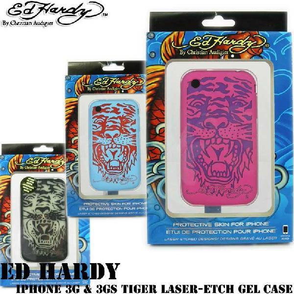 Ghn[fB[@^CK[^gD[@Gb`OfUC@iPhone@Jo[@iEd Hardy iPhone 3G &amp; 3GS Tiger Laser-etch Gel CaseAAsNAu[j
