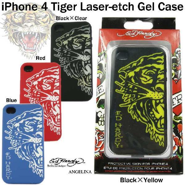 �ÈłŌ���I�G�h�n�[�f�B�[�^�C�K�[�G�b�`���O�f�U�C��iPhone4��p�J�o�[�iEd Hardy iPhone 4 Tiger Laser-etch Gel Case �AiPhone 4 Glow Tiger Gel Case�j