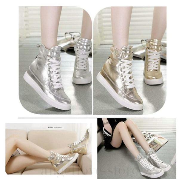 ハイカットスニーカー レディース スニーカー ハイカット 厚底 厚底スニーカー インヒール 原宿系 24 5cm 大きいサイズ コスプレ ゴールド シルバー Buyee Buyee Japanese Proxy Service Buy From Japan Bot Online