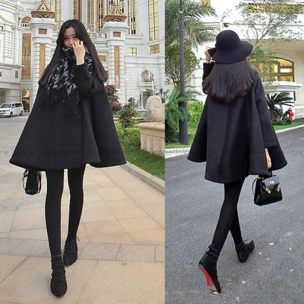 人気 マントコート ポンチョ ウールコート レディース ロングダッフル