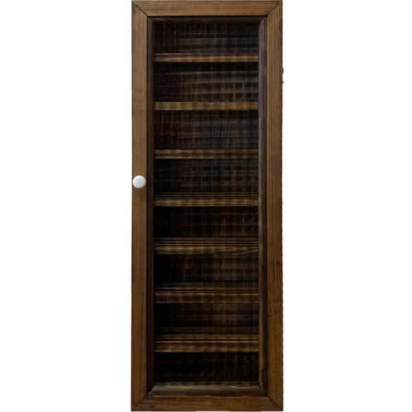 メガネ収納ケース クロスガラス ダークブラウン 19.5×8.5×55cm 壁掛け 木製 ひのき ハンドメイド 受注製作