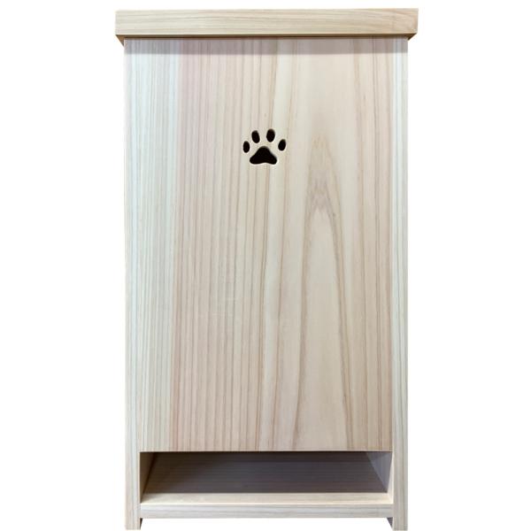 ペットシートストッカー 肉球くりぬき ライトオーク 22×18×40cm おむつストッカー 木製 ひのき ハンドメイド 受注製作