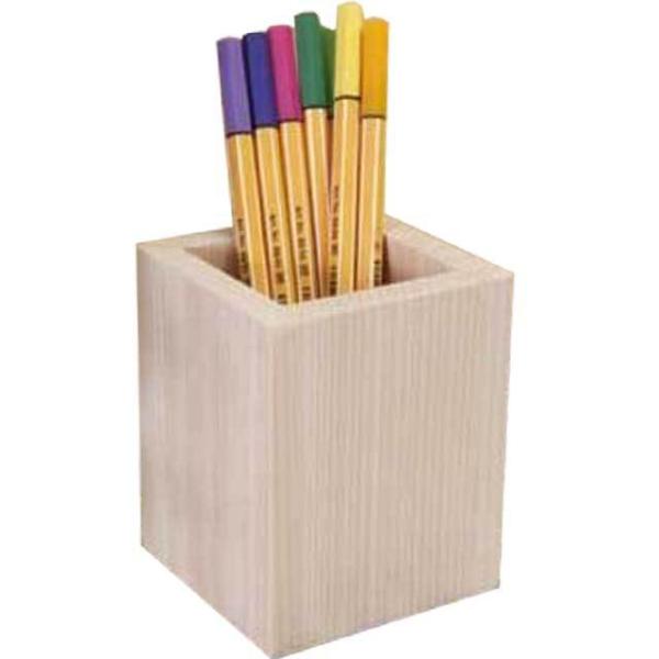ペンスタンド 無塗装白木 8×8×10cm ペン立て・鉛筆立て・リモコンラック・メイクブラシスタンド 北欧 木製 ひのき ハンドメイド 受注製作