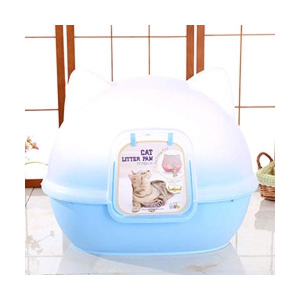 猫のトイレ 閉鎖されたリターボックス 大型猫砂場 ペット用品 60 保証 40 50cm Blue 猫のシャベル