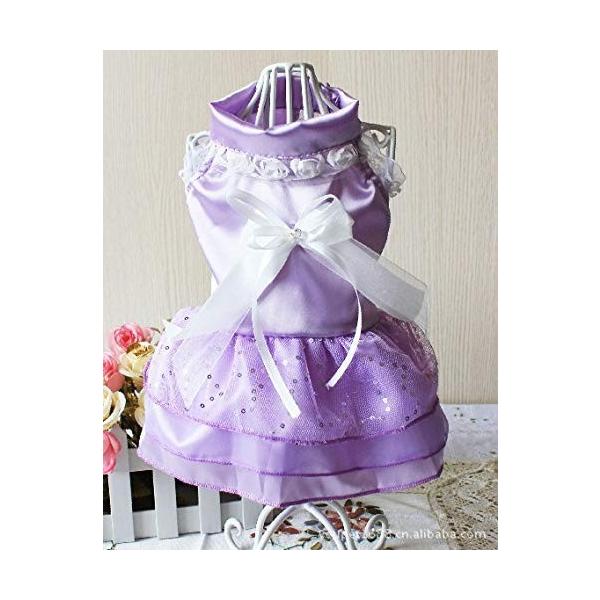 子犬の衣装 テディ姫ドレス犬のペット用品服ペットウェディングドレス カラー パープル サイズ M ペット猫の犬の服のための 正規品 色