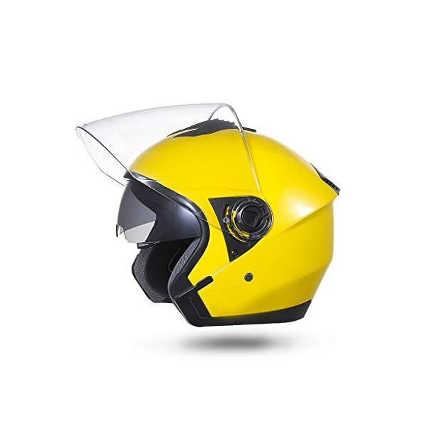 最安限界挑戦中 ヘルメット バイクヘルメット オートバイハーフヘルメット防曇ダブルレンズセーフティキャップ電気自動車ヘルメット 色 イエロー いえろ 新品即決
