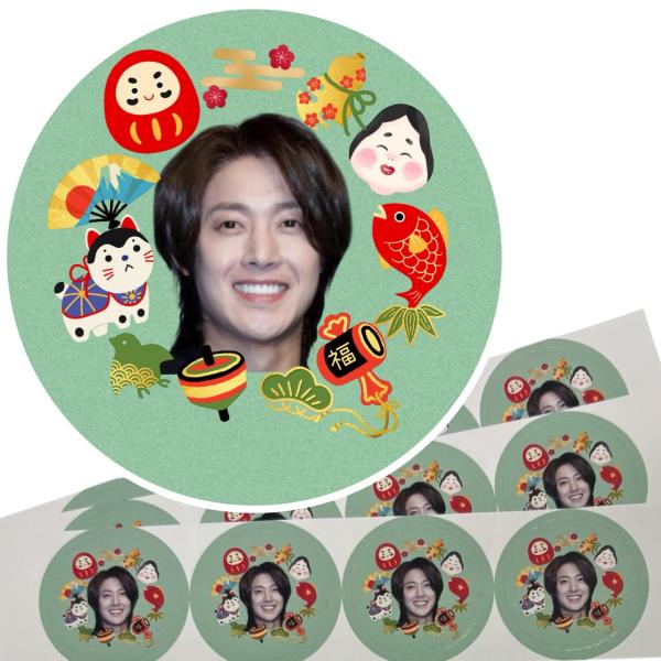 キムヒョンジュン 丸シール 直径4cm×12枚 切れ目付き ステッカー