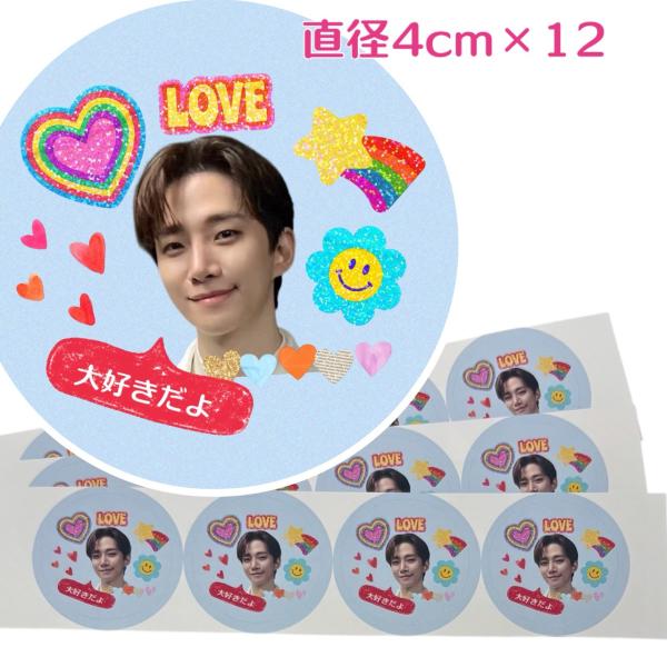 ジュノ 2PM 丸シール 直径4cm×12枚 切れ目付き ステッカー シール 韓流