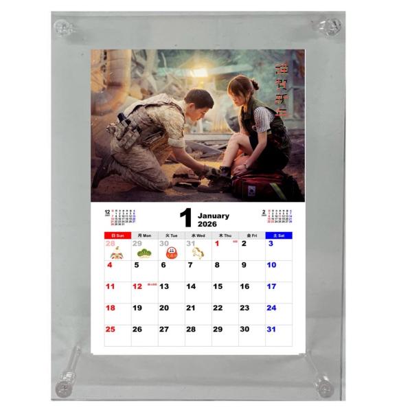 ■カレンダー・韓流グッズ1ヶ月ごとにフォトフレームに入れ替えて使う卓上カレンダーです。■サイズ：13.5×18ｃｍ（フレーム）■材質：ポリスチレン、紙■韓国製