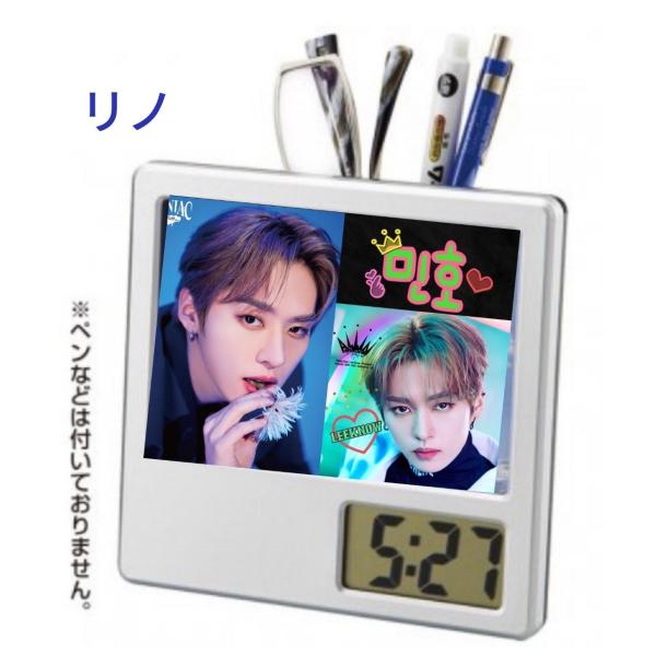 ■写真入りペン立て付き置き時計・単4電池1個使用（別売り）・使用方法は取扱説明書に記載してあります。サイズ：W145×D20×H140mm素材：ABS樹脂、ガラス中国製