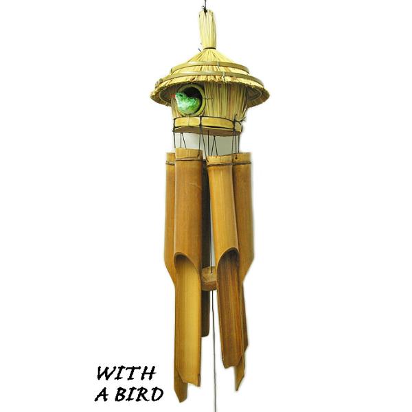 現品限り・小鳥付き】バンブー 風鈴 ウィンドチャイム 竹ベル40cm