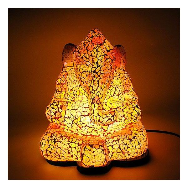 アジアン モザイクのアートランプ ガネーシャ像 [H.約29cm] 黄