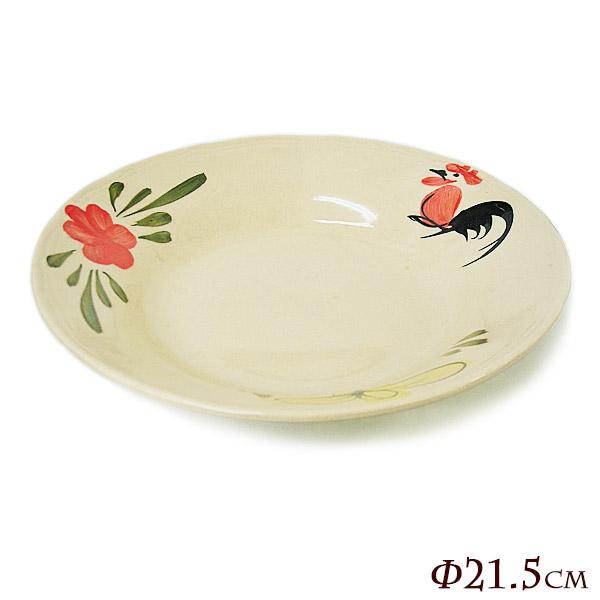 にわとり柄のお皿 丸深皿 [直径約21.5cm] ローカルな食器おしゃれな  