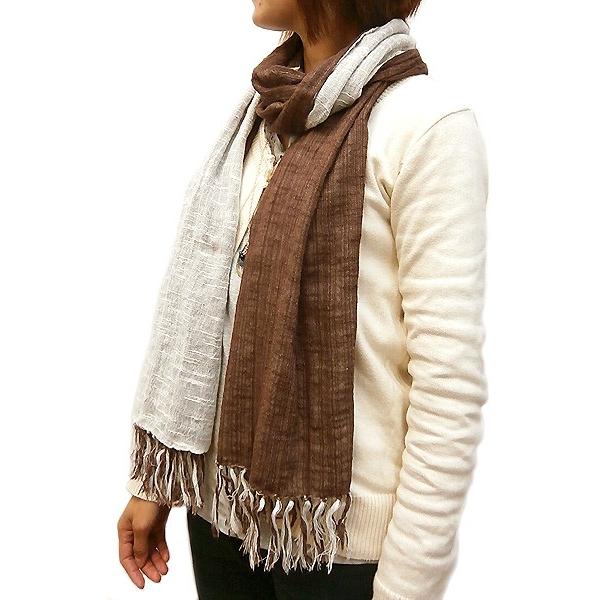 ストール ダブル 茶色 白 激安通販 エスニックストール レディース メンズ アジアンファッション おしゃれなストール タイ アジアン雑貨 バリ雑貨 大判