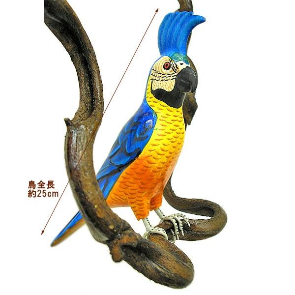 南国のカラフルバード吊り下げ 木の枠 鳥体長約25 26ｃｍ アジアン雑貨 バリ雑貨 買取 小鳥の インテリア おしゃれな アジアン