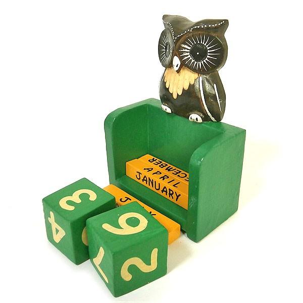 日めくりカレンダー 卓上型 フクロウ 木製 サイコロ 永久 万年 カレンダー ふくろう グリーン ブラウン H 直径16cm アジアン バリ タイ インテリア 梟 雑貨 Buyee Buyee 日本の通販商品 オークションの代理入札 代理購入