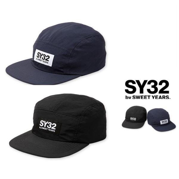 SY32 by SWEET YEARS 12599 NAME TAG NYLON JET CAP ネームタグ ロゴ キャップ color:NAVY(ネイビー) BLACK(ブラック)