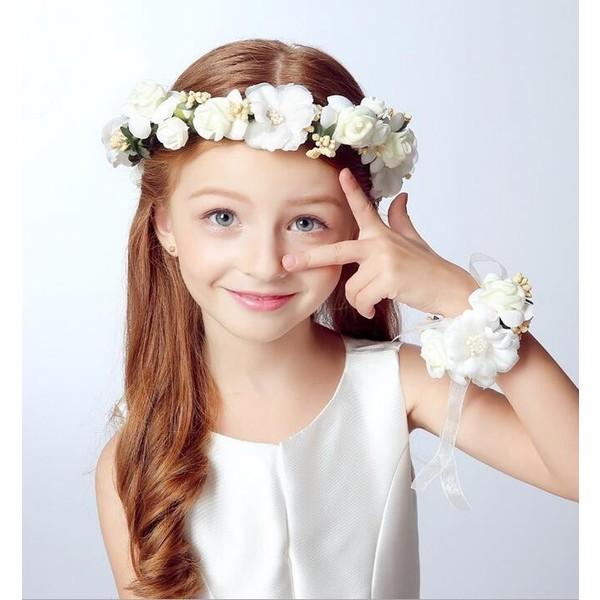 子供花輪 腕輪 2点セット ドレス花冠 ヘアバンド ヘッドドレス フラワーガール ヘアアクセサリー ドレス髪飾り 結婚式 ピアノ発表会 パーディー Km41 Angel Baby 通販 Yahoo ショッピング