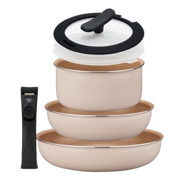 エバークック フライパンセット 6点セット 着脱式 IH対応 アイボリー ドウシシャ