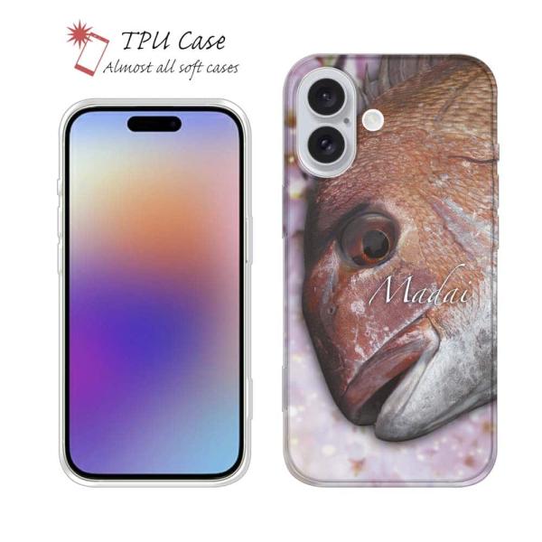 スマホケース ソフトケース TPU 桜ダイ 魚 釣り ルアー iPhone18 Pro Max iPhone 17e 16e Xperia Galaxy AQUOS Pixel