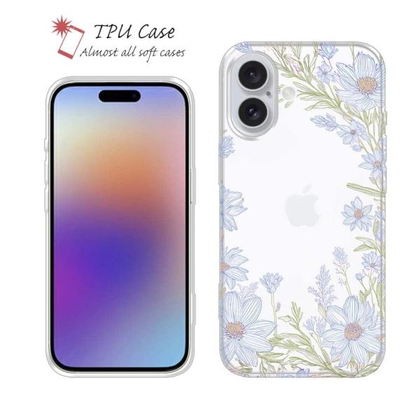 ソフトケース 花柄 スマホケース TPU No Name Flower Blue カラフル 花 iPhone18 Pro Max iPhone 17e 16e Xperia Galaxy AQUOS Pixel