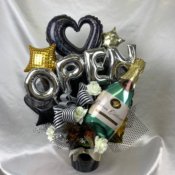 シャンパンボトル　飲食店　OPEN　大人可愛い　シック　ブラック　お祝い　開店