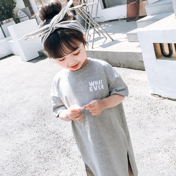 【送料無料】30%off 子ども ワンピース  キッズ  子供服  お出かけ  ロングTシャツ ゆったり カジュアル Tシャツ krk34-2