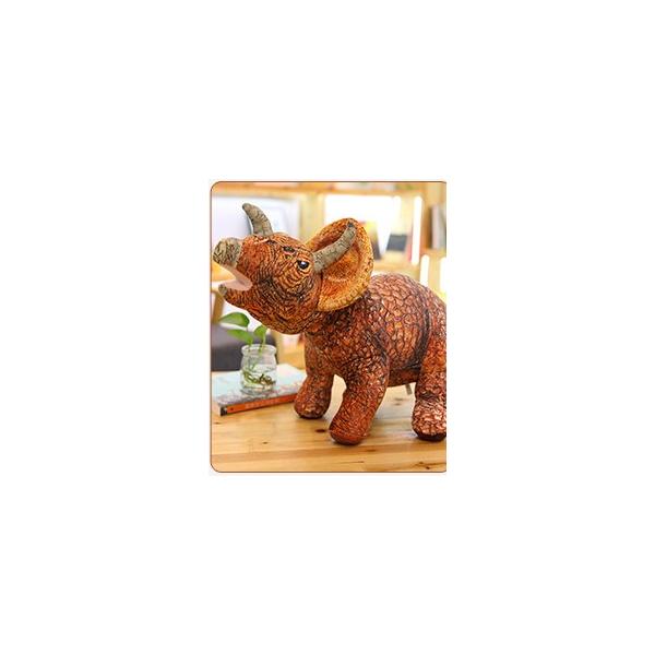 恐竜 ぬいぐるみ トリケラトプス くすみカラー ブラウン キッズ ダイナソー プレゼント