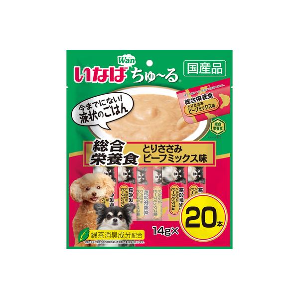 他サイト： いなば Wanちゅ〜る 総合栄養食 とりささみ ビーフミックス 14ｇ×20本の商品画像