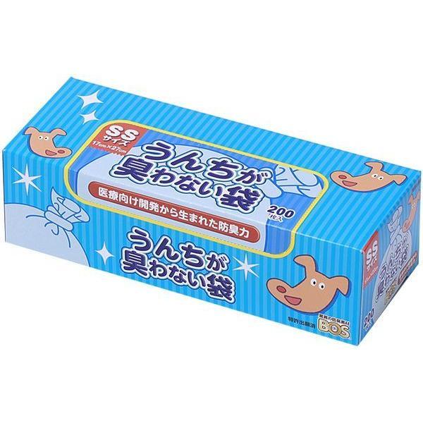 クリロン化成　うんちが臭わない袋 BOS ペット用 箱型 SSサイズ 200枚お得で便利な200枚の大容量版！部屋もゴミ箱も臭わず快適！ゴミ出し時も臭わない！袋に入れて、結んでゴミ箱に捨てるだけ！トイレに流さないから水が節約できる！(1回あ...
