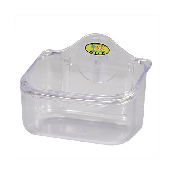 三晃商会　イージー食器 Ｍイージー食器は背面のフックとロックでしっかりケージに固定することができます。内側は、角が丸いR設計で隅々までお掃除ができ、前面口部には、固形フードのかき出し防止機能をつけました。固形フードを入れると、かき出したり、...