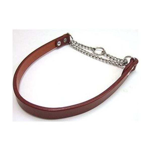 岡野製作所　レザーチョーク #35 ブラウンステンレスと天然皮革を使ったハーフチョーク。---対象---小型犬---材質---ステンレス・天然皮革---サイズ---首回り：約26〜33cm・リニューアルに伴い、商品パッケージ・内容が変更とな...