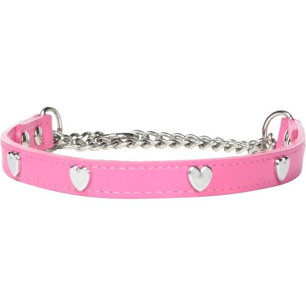 岡野製作所　Ｗレザーチョーク ハート #30 ピンク裏面にも牛表皮を使用したシンプルでおしゃれな首輪。職人の手で1本1本作られた逸品です。---対象---猫・超小型犬---材質---天然皮革---サイズ---首回り：約21〜28cm・リニュ...