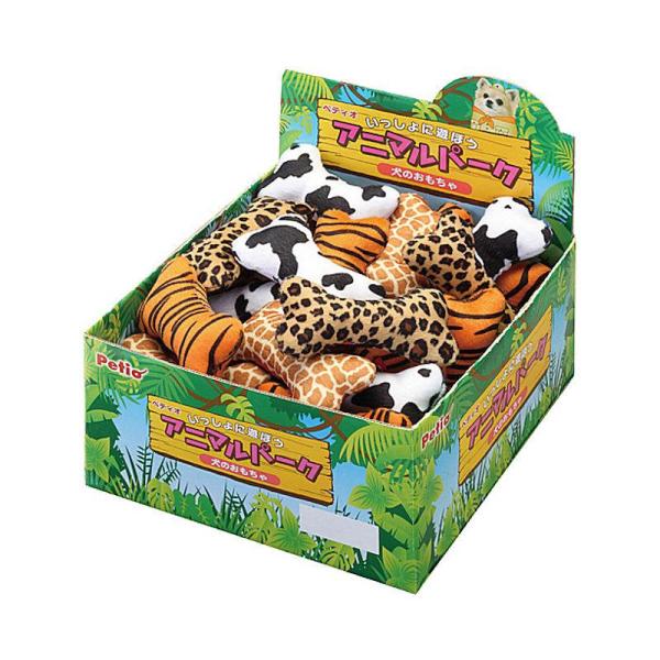 ペティオ　アニマルパーク アニマルぬいぐるみボーン １個※種類はおまかせです、お選びいただけません。※１個単位の販売です。アニマル柄の骨型ぬいぐるみ。ピューピュー鳴る笛入。カワイイ動物たちと仲良く遊ぼう！---対象---超小型犬〜小型犬--...