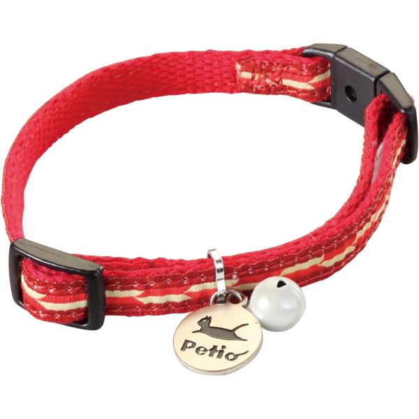 ペティオ　猫小町カラー 矢がすり ガーネット和風テイストのおしゃれなネコちゃん専用首輪。力が加わると外れるバックルを使用。反射鈴付。迷子札付。---対象---全猫種---原産国---中国---材質---ポリエステル---サイズ---首周り：...