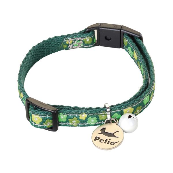 ペティオ　猫小町カラー 小花 グリーン和風テイストのおしゃれなネコちゃん専用首輪。力が加わると外れるバックルを使用。反射鈴付。迷子札付。---対象---全猫種---原産国---中国---材質---ポリエステル---サイズ---首周り：１７〜...