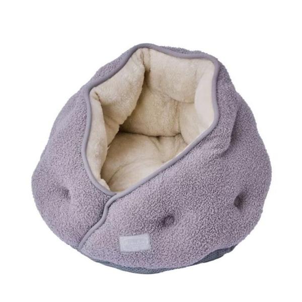 ペティオ 犬猫用 あったかくつろぎベッド 包み込みドーム エアリーグレー