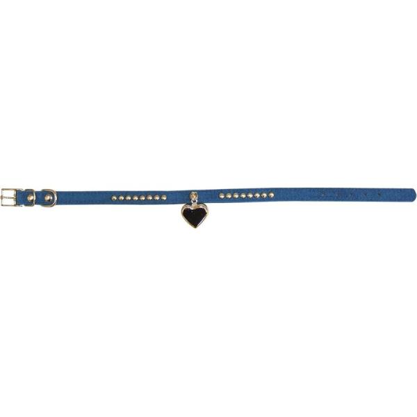 岡野製作所　エレガントカラー ハート鈴 Ｌ ブルー※タグやぶれあり肌触りのいい合成皮革に、ゴールドの鋲とゴールドのハート鈴が付いた、ピンタイプ首輪。---対象---猫・超小型犬---原産国---日本---材質---合成皮革---サイズ---...