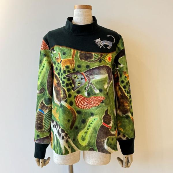 ★40%OFF【新品】アルベロベロ パッチワークTシャツカットソーグリーン　刺繍 ☆40%OFF【新品】アルベロベロ パッチワークTシャツカットソーグリーン