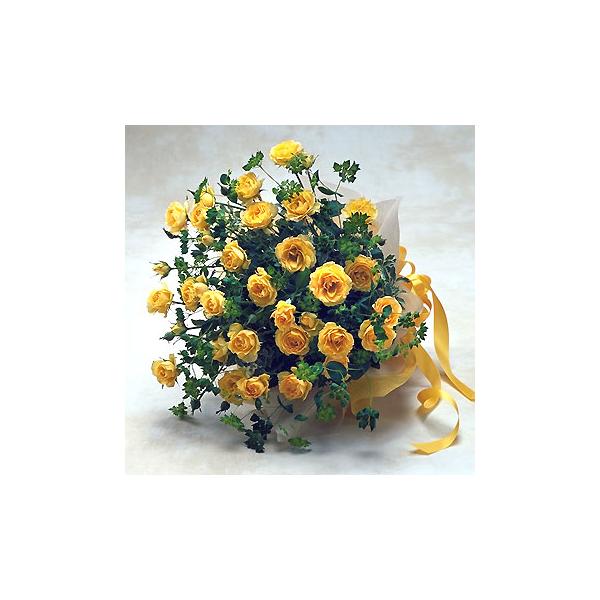 黄色スプレーバラの花束　バラ　ブーケ　誕生日の花 翌日配達 ギフト プレゼント 歓送迎 送別 退職 贈り物 敬老の日