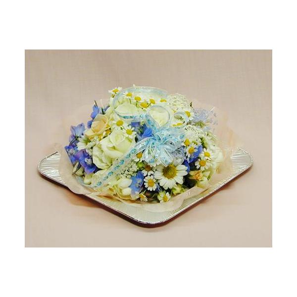 アンのお花屋さん フラワーケーキ ホワイトブルー キャンドルセット