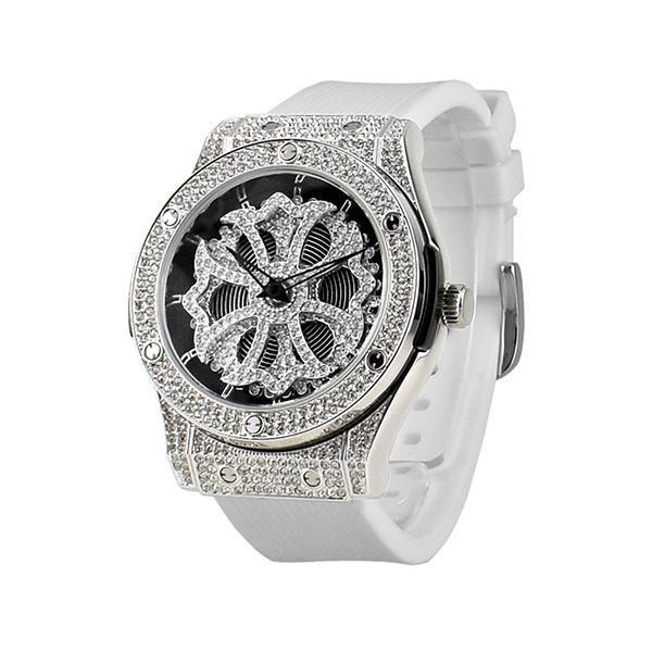 腕時計 時計 アンコキーヌ AnneCoquine レディース オクタゴン クロス シルバー ベゼル ホワイト ラバーベルト 1150-1401  ブランド 高級