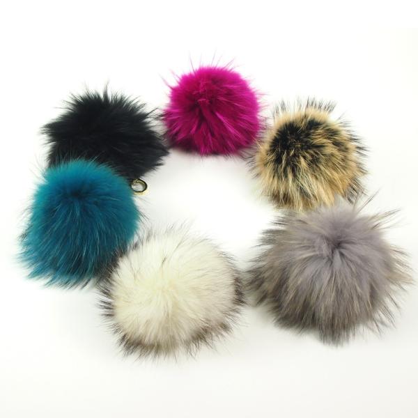 AnneCoquine（アンコキーヌ） ラクーンファー ポンポン 白 黒 グレー