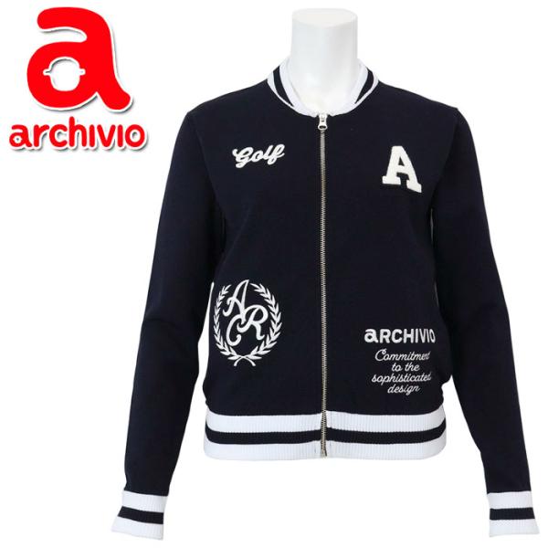 archivio アルチビオ フルジップ ブルゾン レディースゴルフウェア archivio（アルチビオ） 春夏 ゴルフ 刺繍ニットジップブルゾン