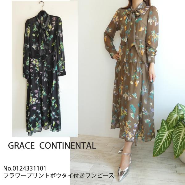GRACE CONTINENTAL 0124331101,フラワープリントボウタイ付 GRACE CONTINENTAL 0124331101,フラワープリントボウタイ付