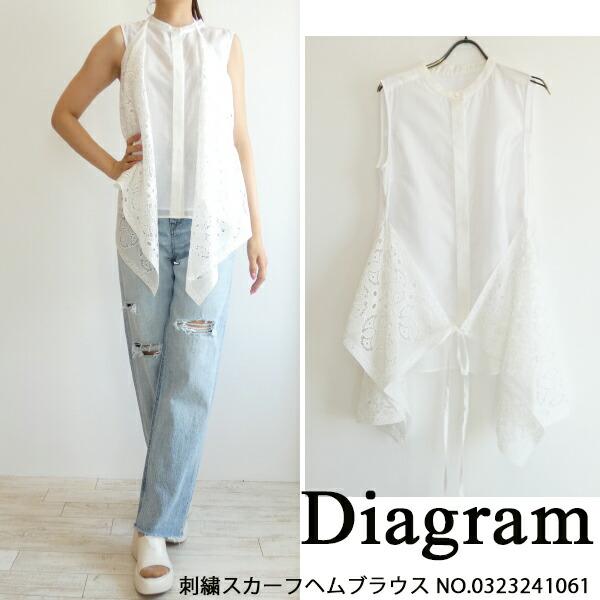 SALE,セール,23SS,0323241061,Diagram,ダイアグラム,刺繍スカーフヘム 