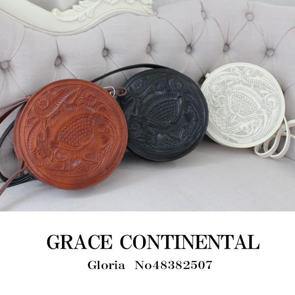 期間限定10% グレース グレースコンチネンタル Gloria ラウンドBAG 丸型バッグ ファッション雑貨 GRACE CONTINENTAL  送料無料 48382507 カービング レザーバッグ