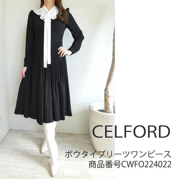CELFORD ボウタイブラウスワンピース ネイビー 38 CELFORD ボウタイブラウスワンピース ネイビー 38