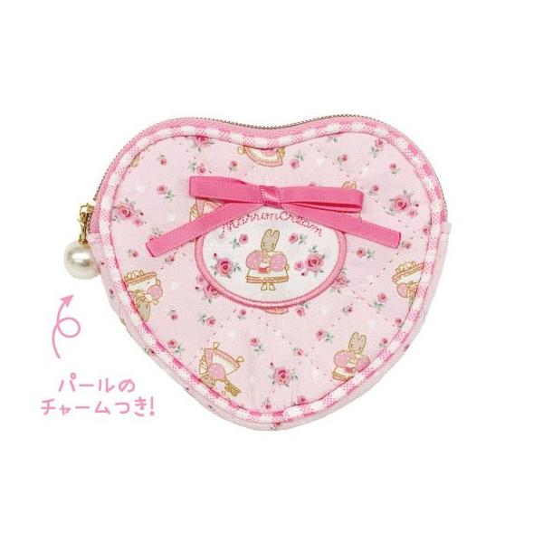 マロンクリーム キルティングハート ポーチ ピンク NIC コインケース